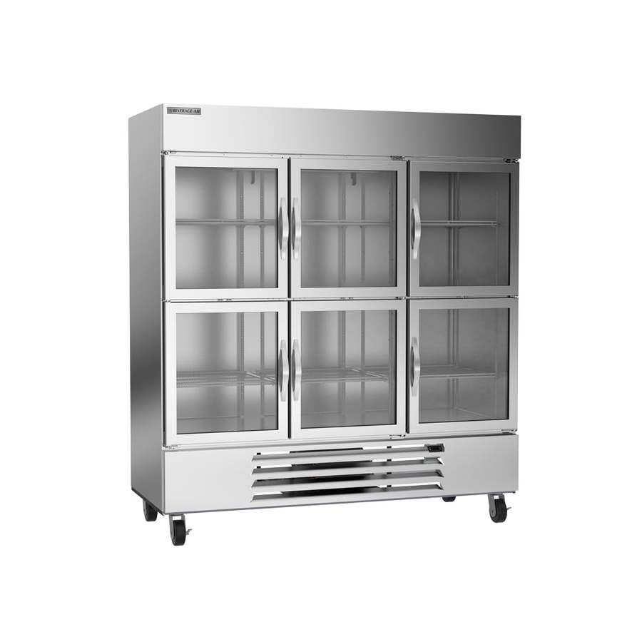 Beverage Air HBF72HC-5-HG, 75" Horizon Series Glass Half-Door Bottom Mount Freezer