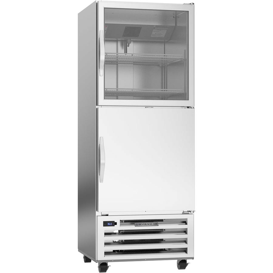 Beverage Air RI18HC-HGS, 27 1/4" Half Solid, Half Glass Door Bottom Mount Refrigerator Reach-In RI Series