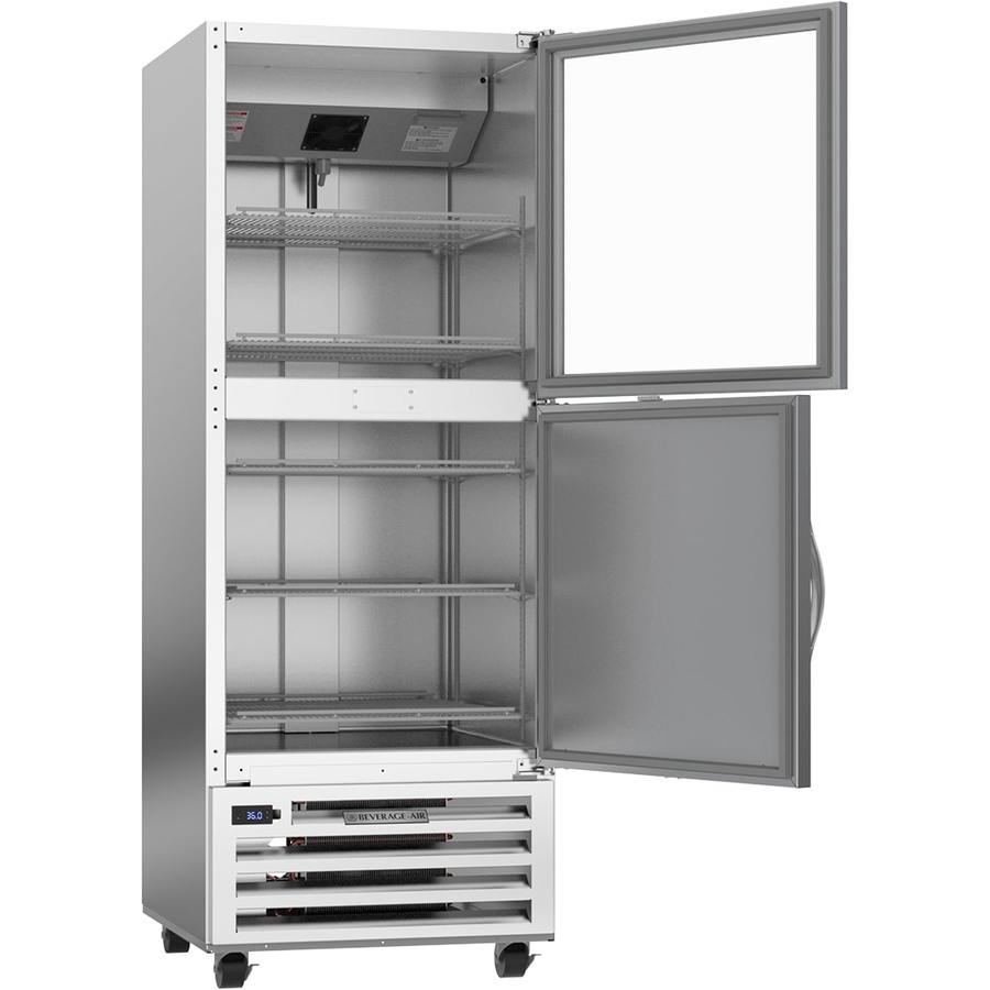 Beverage Air RI18HC-HGS, 27 1/4" Half Solid, Half Glass Door Bottom Mount Refrigerator Reach-In RI Series