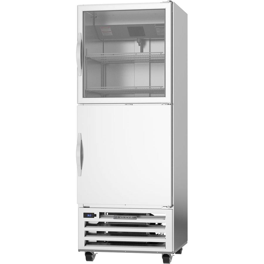 Beverage Air RI18HC-HGS, 27 1/4" Half Solid, Half Glass Door Bottom Mount Refrigerator Reach-In RI Series