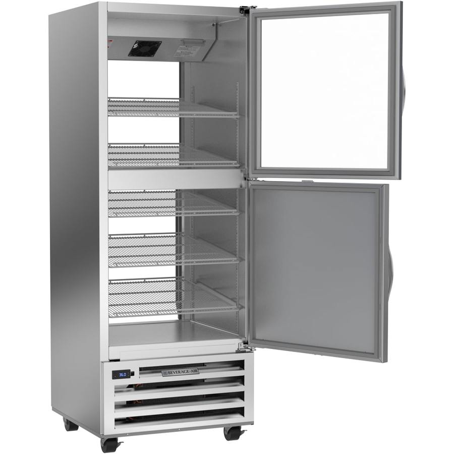 Beverage Air RID18HC-HGS, 27 1/4" RI Series Pass-Thru Half Solid Door, Half Glass Door Bottom Mount Refrigerator