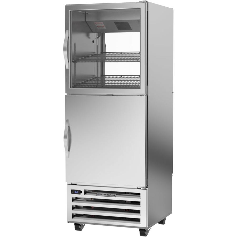 Beverage Air RID18HC-HGS, 27 1/4" RI Series Pass-Thru Half Solid Door, Half Glass Door Bottom Mount Refrigerator