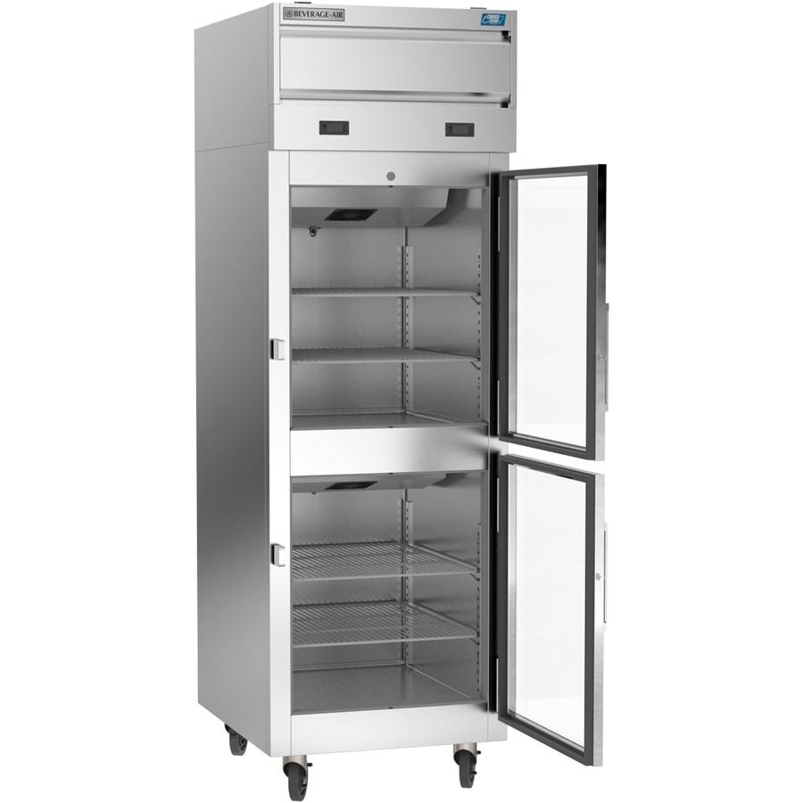 Beverage Air CT12-12HC-1HG, 27 1/2 Glass Half -Door Top Mount Variable Speed Freezer/Refrigerator