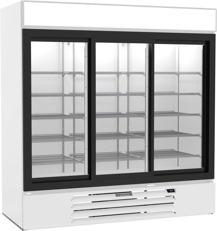 Beverage Air MMR66HC-1-W, 75" White Sliding Glass Doors