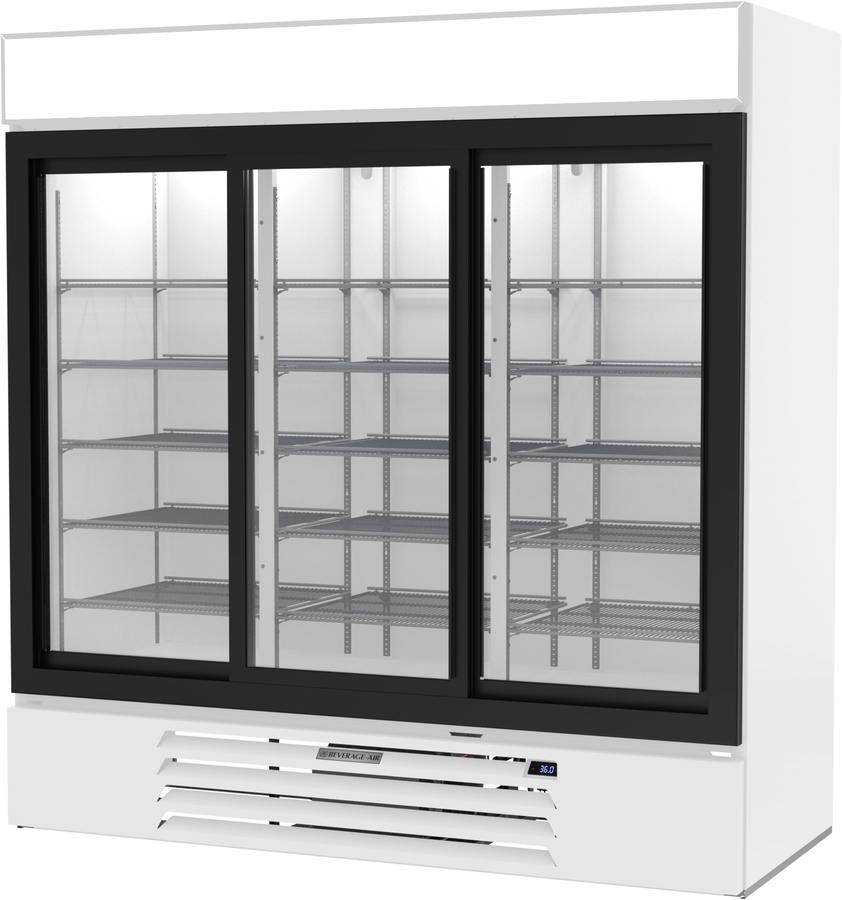 Beverage Air MMR66HC-1-W, 75" White Sliding Glass Doors