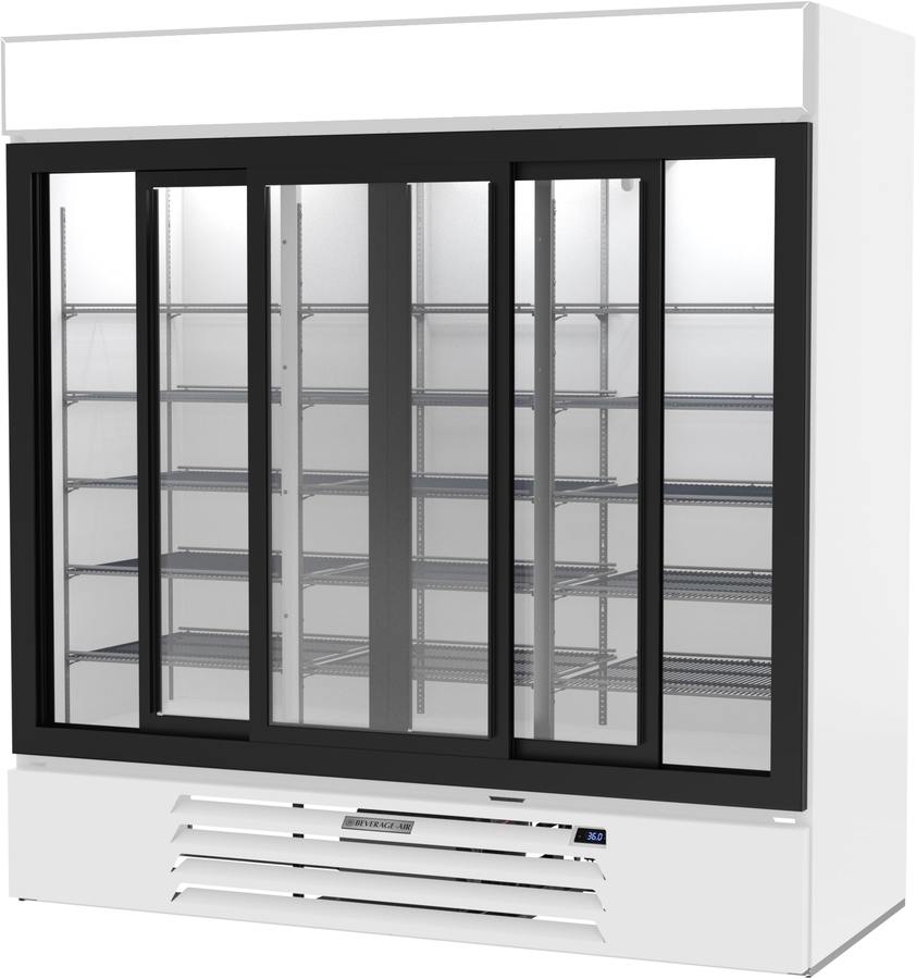 Beverage Air MMR66HC-1-W, 75" White Sliding Glass Doors