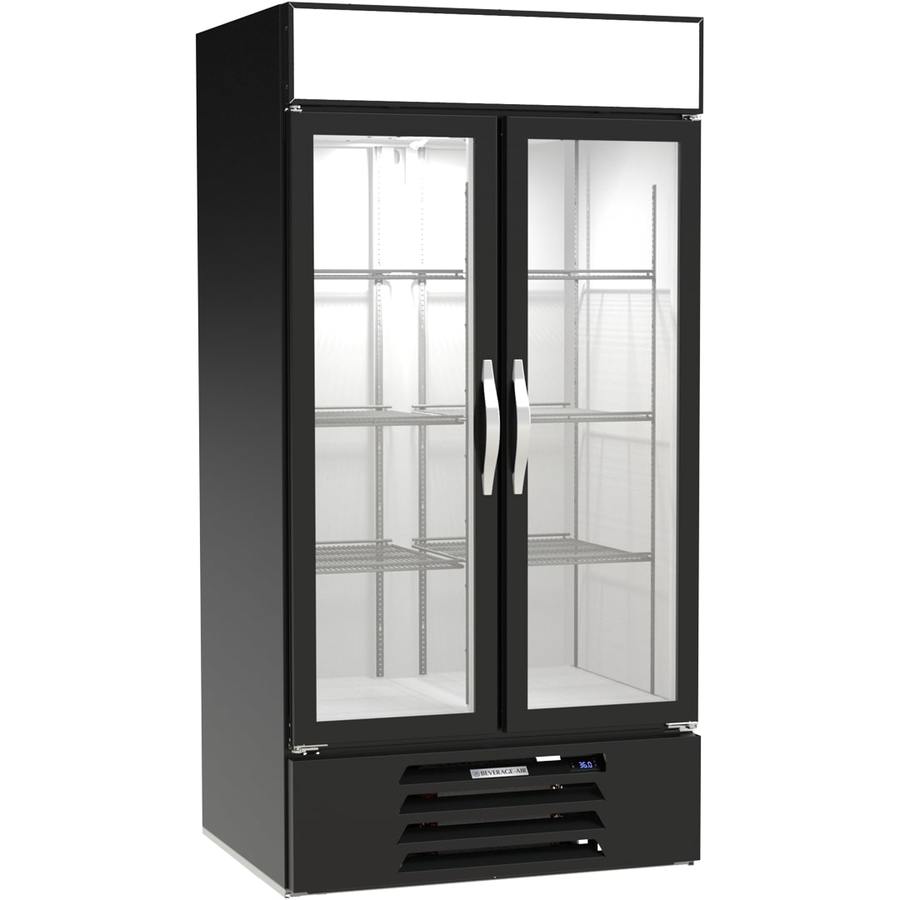 Beverage Air MMR35HC-1-B, 39 1/2” Black Hinged Double Glass Door