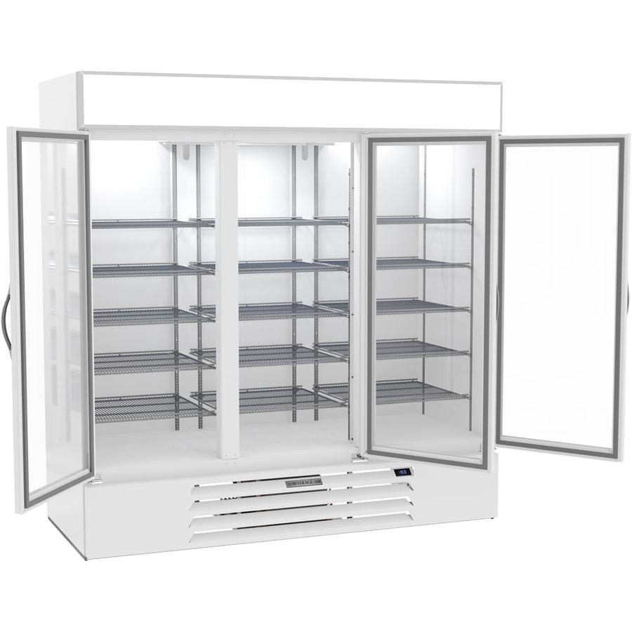 Beverage Air MMF72HC-5-W, 75”White Hinged Triple Glass Doors