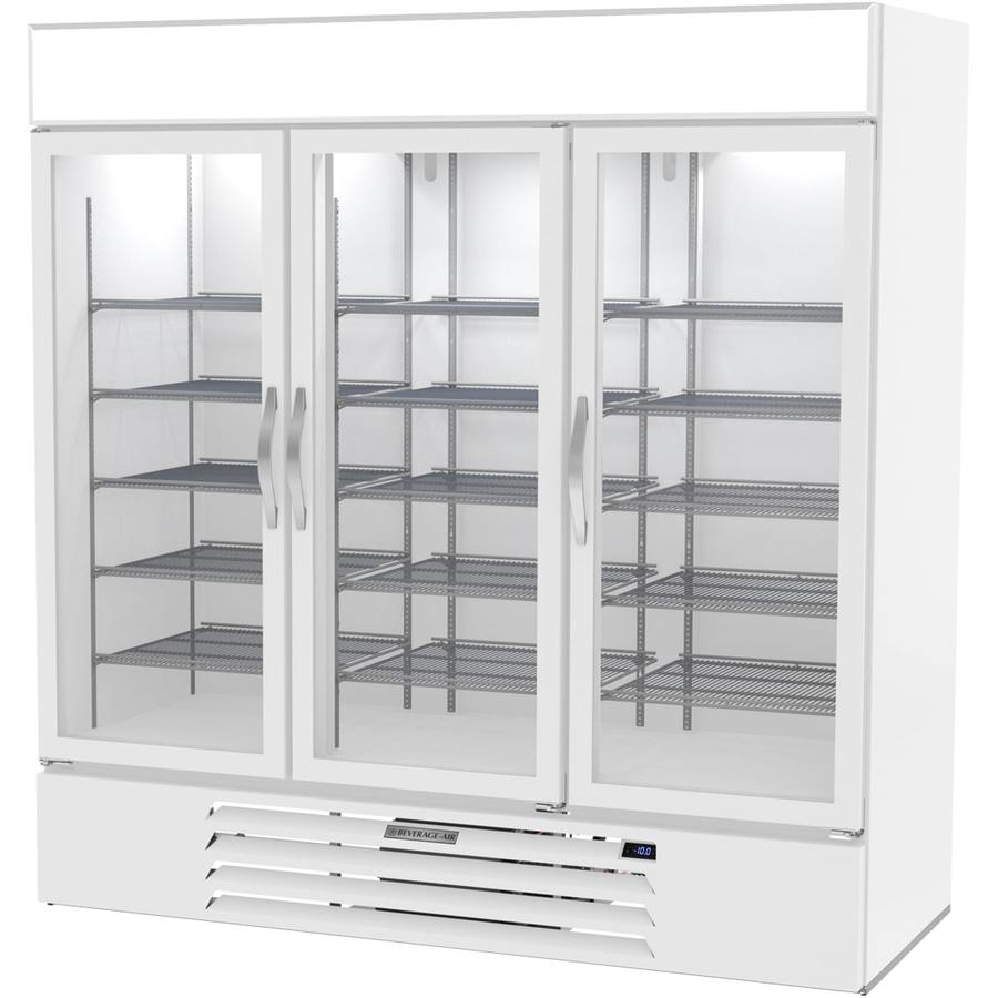 Beverage Air MMF72HC-5-W, 75”White Hinged Triple Glass Doors