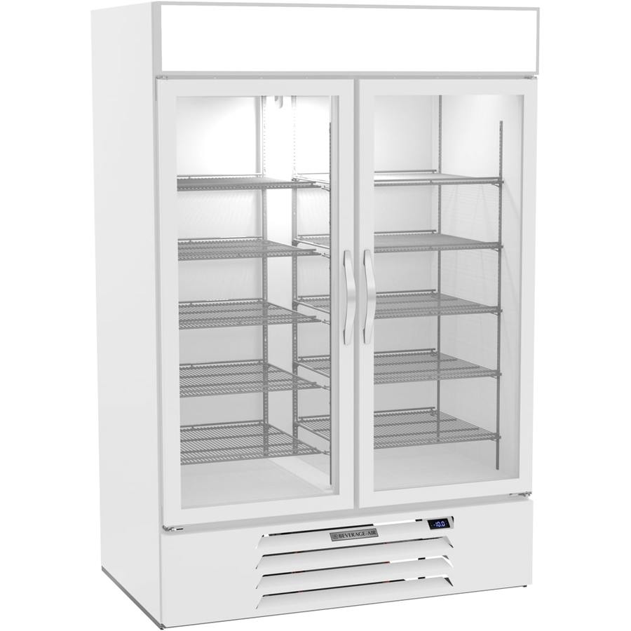 Beverage Air MMF49HC-1-W, 52" White Hinged Double Glass Doors