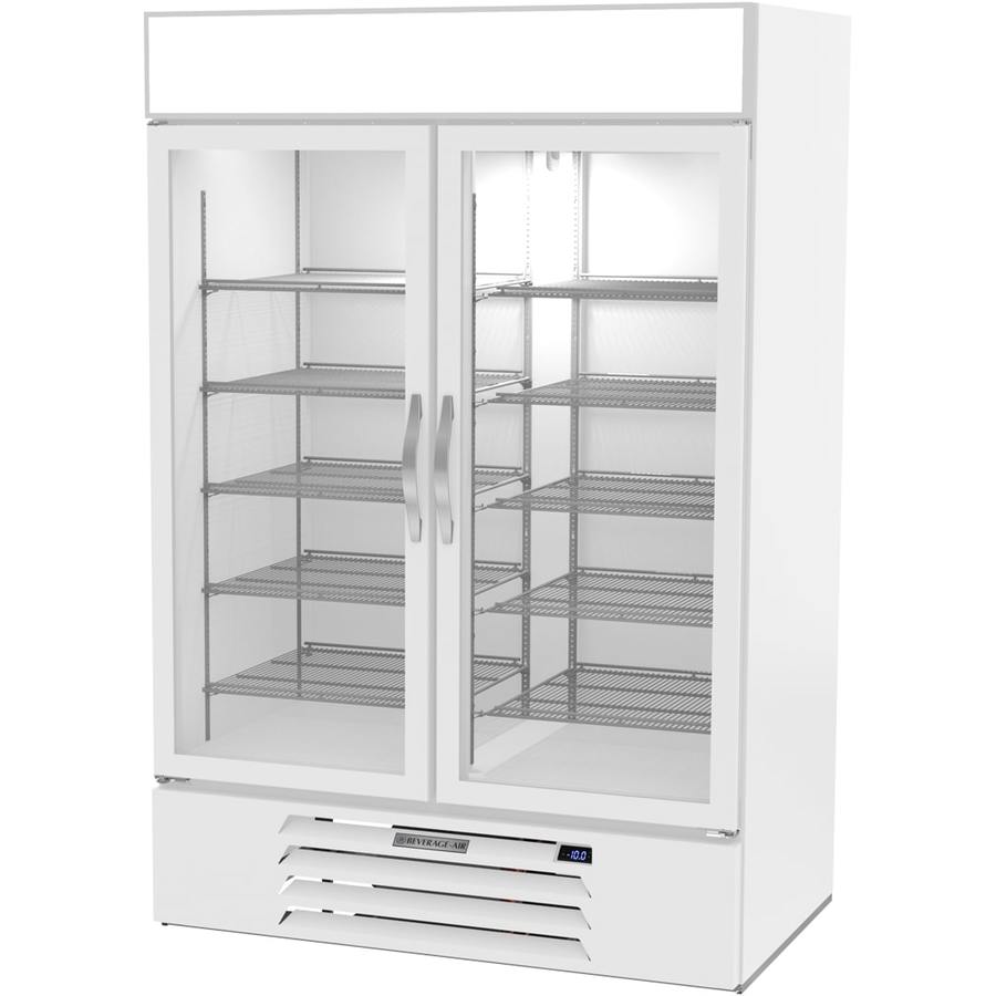 Beverage Air MMF49HC-1-W, 52" White Hinged Double Glass Doors