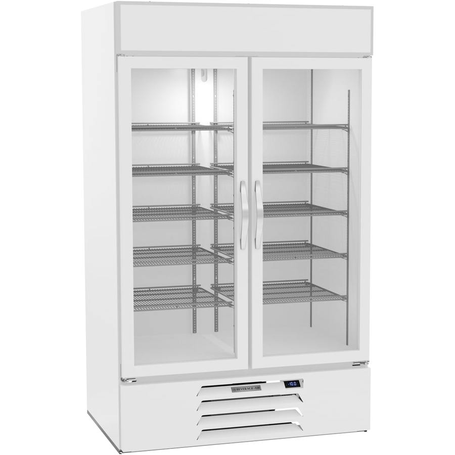Beverage Air MMF44HC-1-W, 47" White Hinged Double Glass Doors