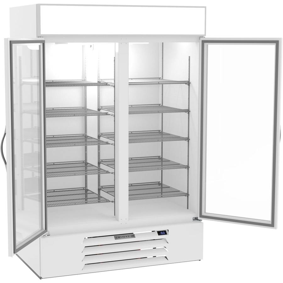 Beverage Air MMF49HC-1-W-IQ, 52" White Hinged Double Glass Doors With Electronic Lock