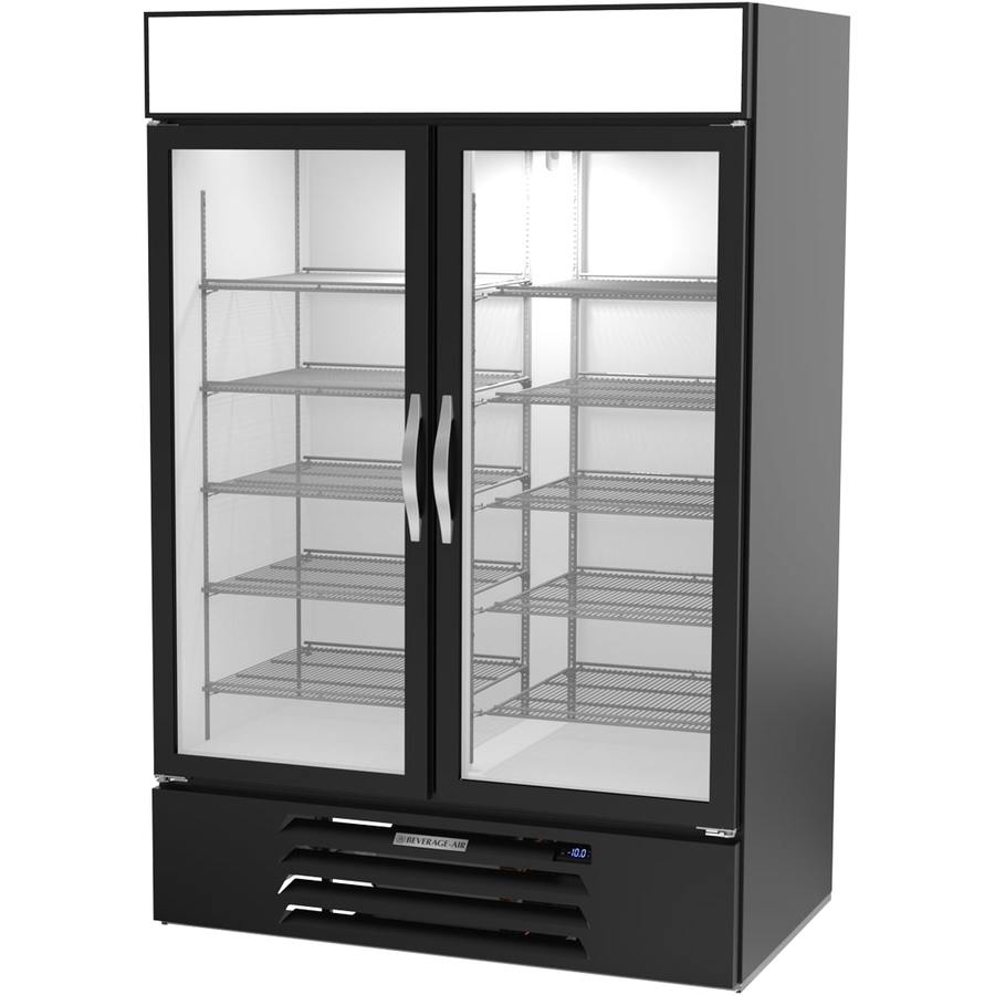 Beverage Air MMF49HC-1-B-IQ, 52” Black Hinged Double Glass Doors With Electronic Lock