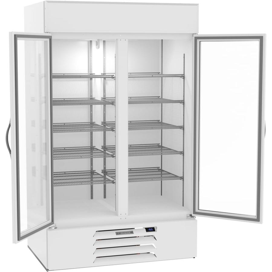 Beverage Air MMF44HC-1-W-IQ, 47" White Hinged Double Glass Doors With Electronic Lock
