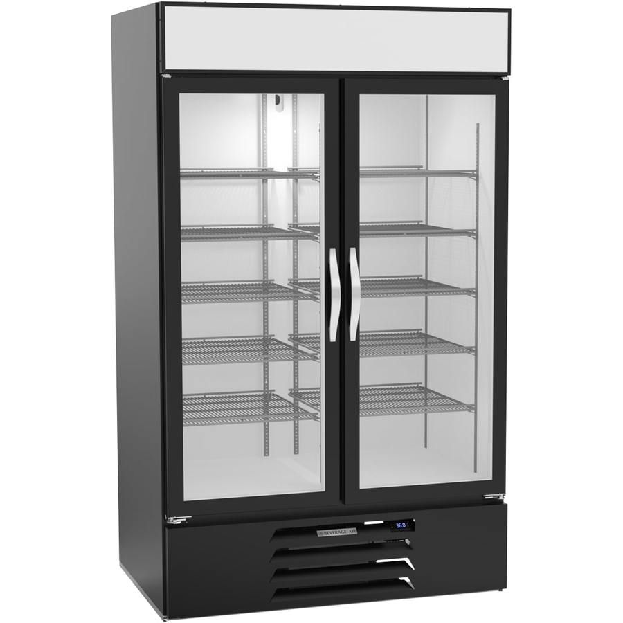Beverage Air MMF44HC-1-B-IQ, 47" Black Hinged Double Glass Doors With Electronic Lock