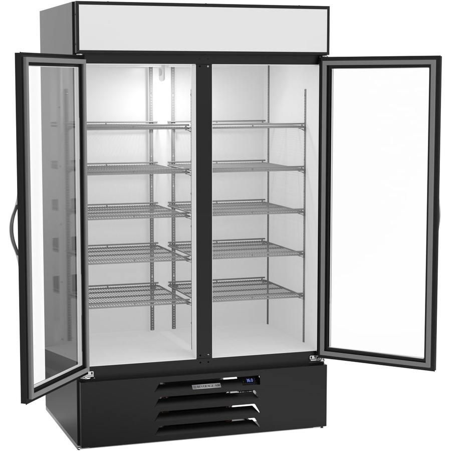 Beverage Air MMF44HC-1-B-IQ, 47" Black Hinged Double Glass Doors With Electronic Lock