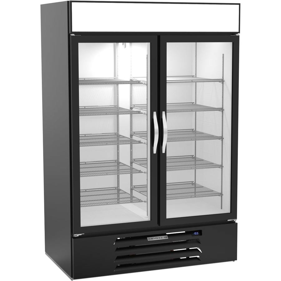 Beverage Air MMF49HC-1-B, 52" Black Hinged Double Glass Doors