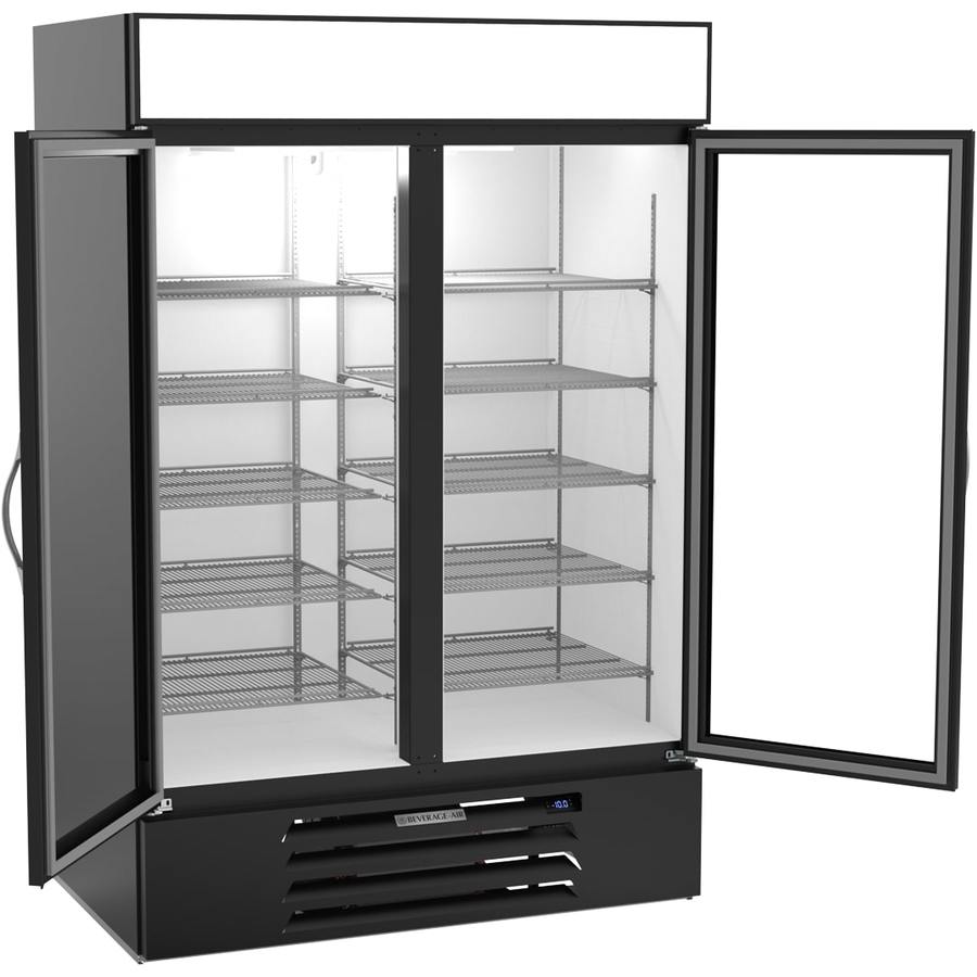 Beverage Air MMF49HC-1-B, 52" Black Hinged Double Glass Doors