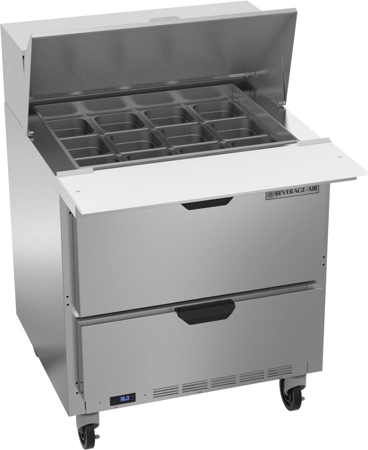 Beverage Air SPED32HC-12M-2, 32" Sandwich Prep Table Mega Top with Drawers