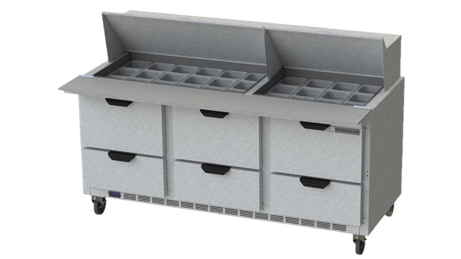 Beverage Air SPED72HC-30M-6, 72" Mega Top Sandwich Prep Table with Drawers