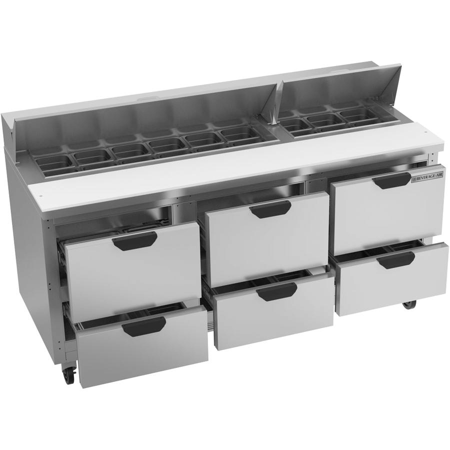 Beverage Air SPED72HC-18-6, 72" Sandwich Prep Table with Drawers