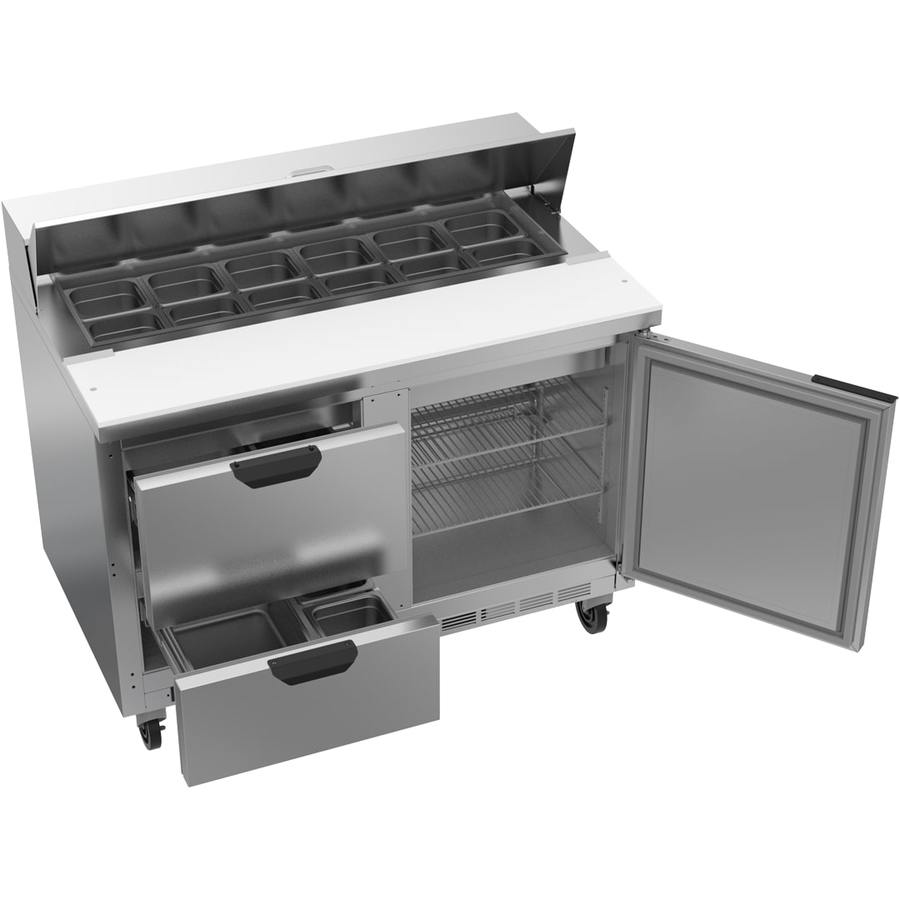 Beverage Air SPED48HC-12C-2, 48" Sandwich Prep Table With 17” Cutting Board with Drawers/Doors