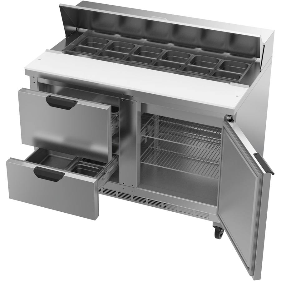 Beverage Air SPED48HC-12C-2, 48" Sandwich Prep Table With 17” Cutting Board with Drawers/Doors
