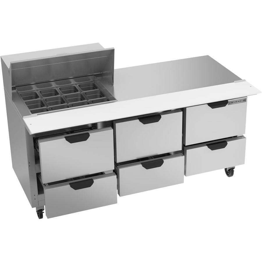 Beverage Air SPED72HC-12M-6, 72" Mega Top Sandwich Prep Table with Drawers