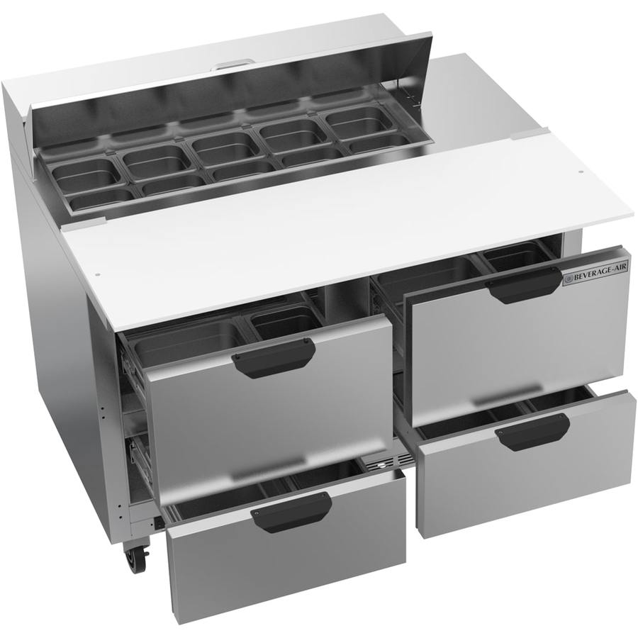 Beverage Air SPED48HC-10C-4, 48" Sandwich Prep Table With 17” Cutting Board With Drawers