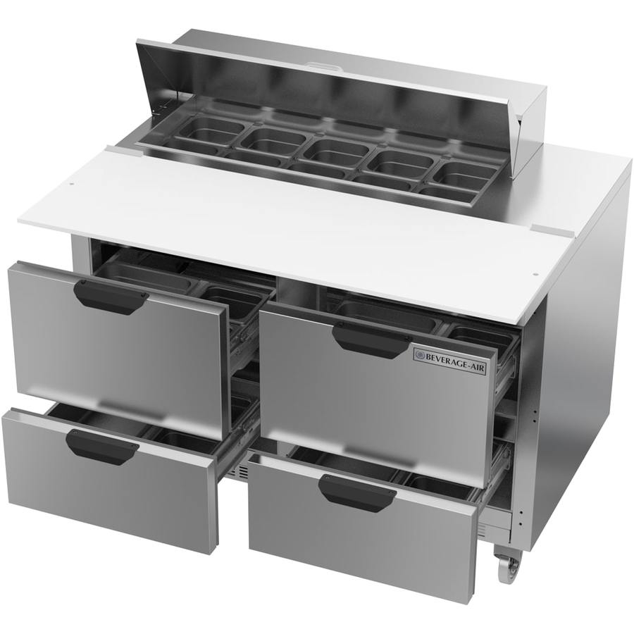 Beverage Air SPED48HC-10C-4, 48" Sandwich Prep Table With 17” Cutting Board With Drawers