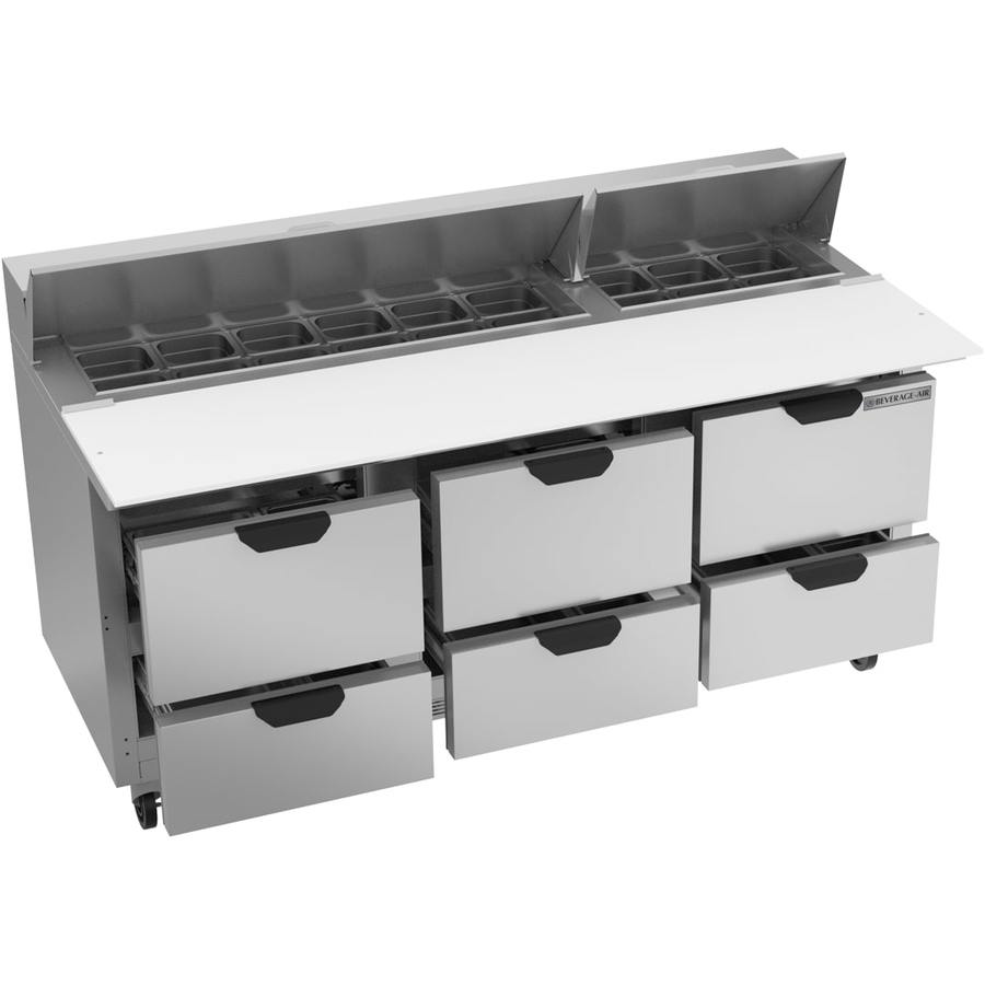 Beverage Air SPED72HC-18C-6, 72" Sandwich Prep Table with Drawers & 17” Cutting Board