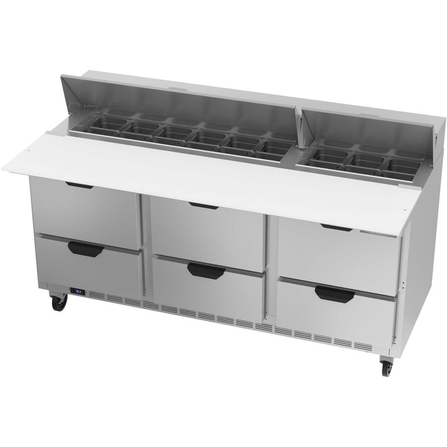 Beverage Air SPED72HC-18C-6, 72" Sandwich Prep Table with Drawers & 17” Cutting Board