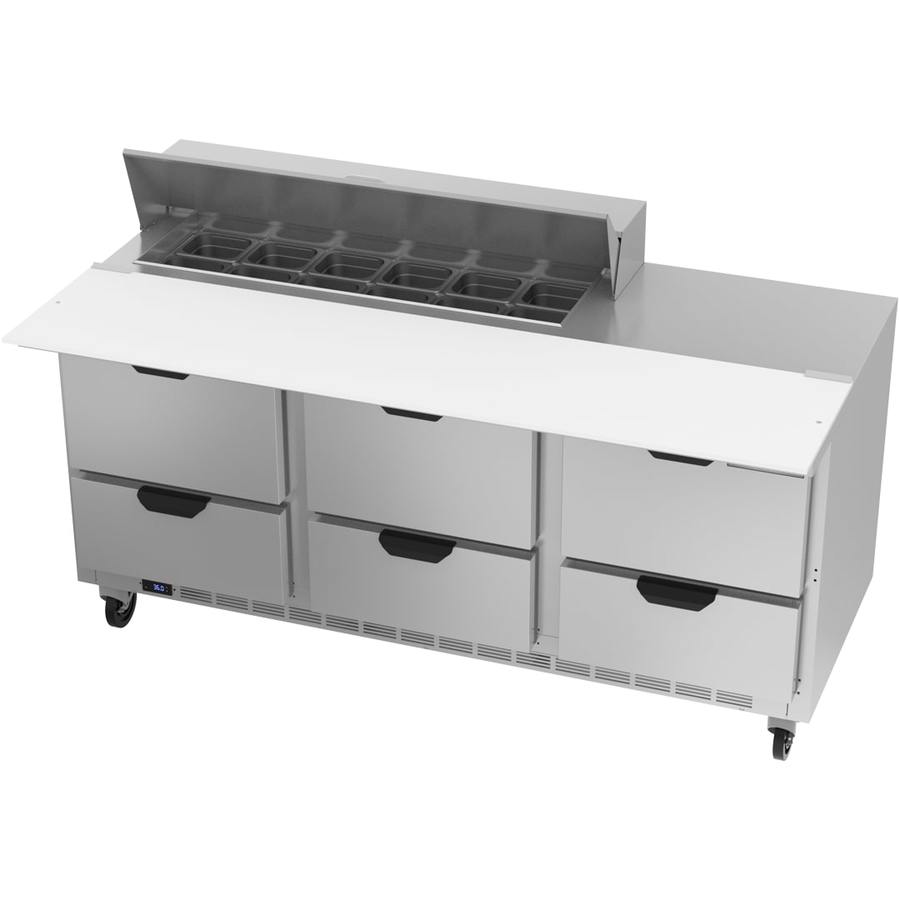 Beverage Air SPED72HC-12C-6, 72" Sandwich Prep Table with Drawers & 17” Cutting Board