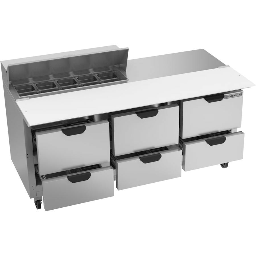 Beverage Air SPED72HC-10C-6, 72" Sandwich Prep Table with Drawers & 17” Cutting Board
