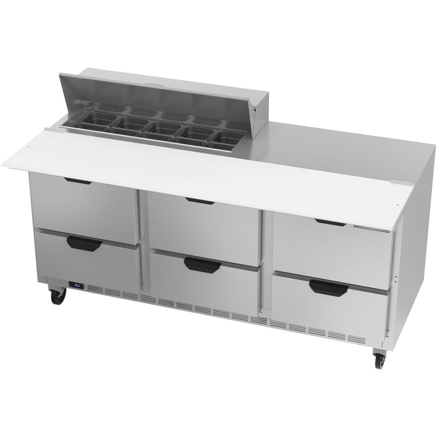 Beverage Air SPED72HC-10C-6, 72" Sandwich Prep Table with Drawers & 17” Cutting Board