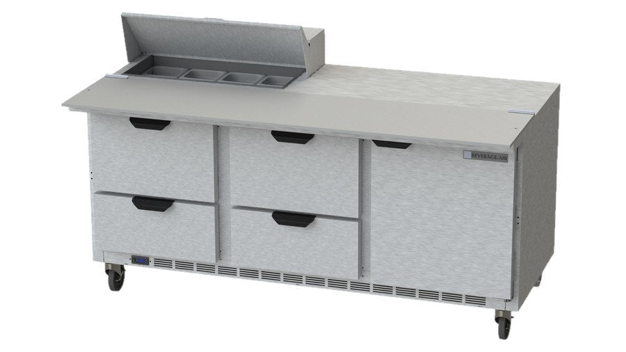 Beverage Air SPED72HC-08C-4, 72" Sandwich Prep Table with Drawers & 17” Cutting Board