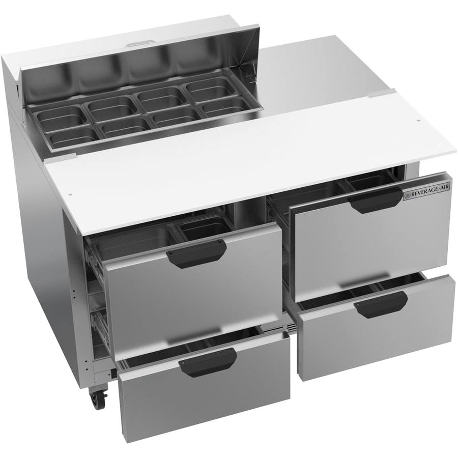Beverage Air SPED48HC-08C-4, 48" Sandwich Prep Table With 17” Cutting Board With Drawers