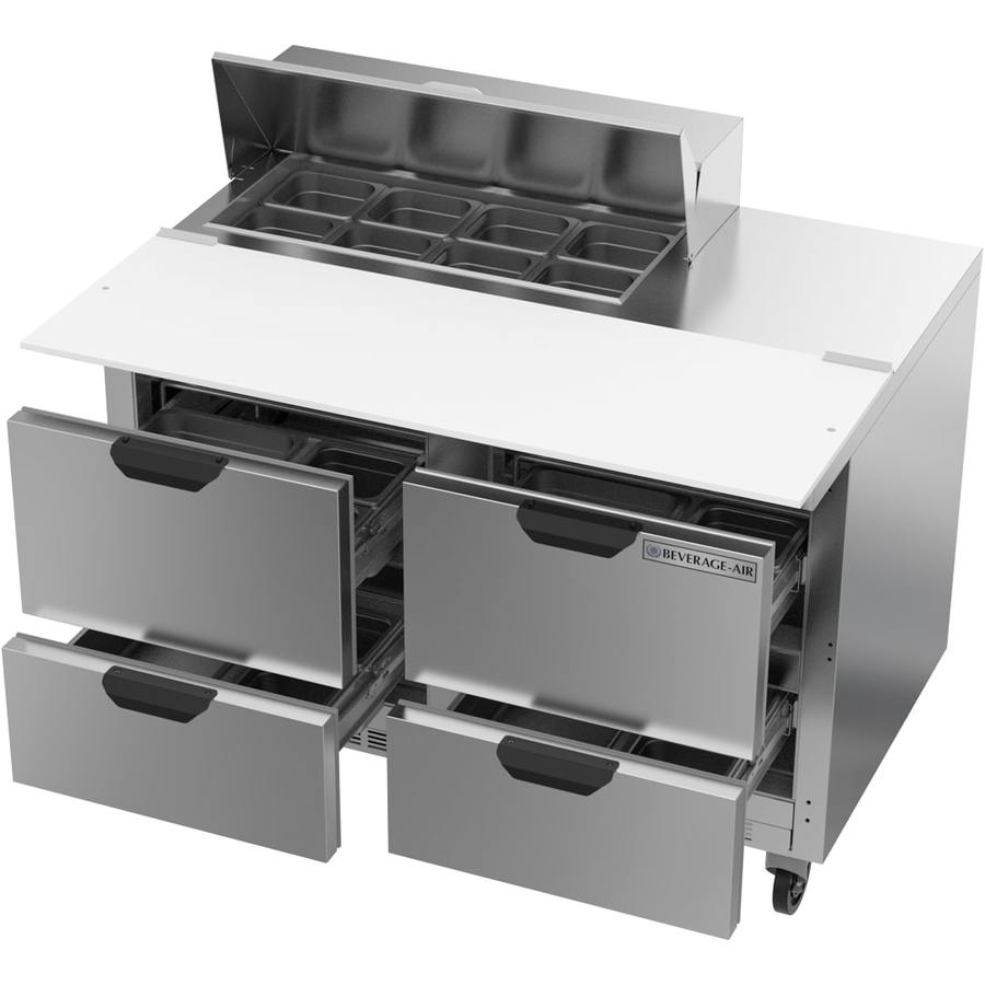Beverage Air SPED48HC-08C-4, 48" Sandwich Prep Table With 17” Cutting Board With Drawers