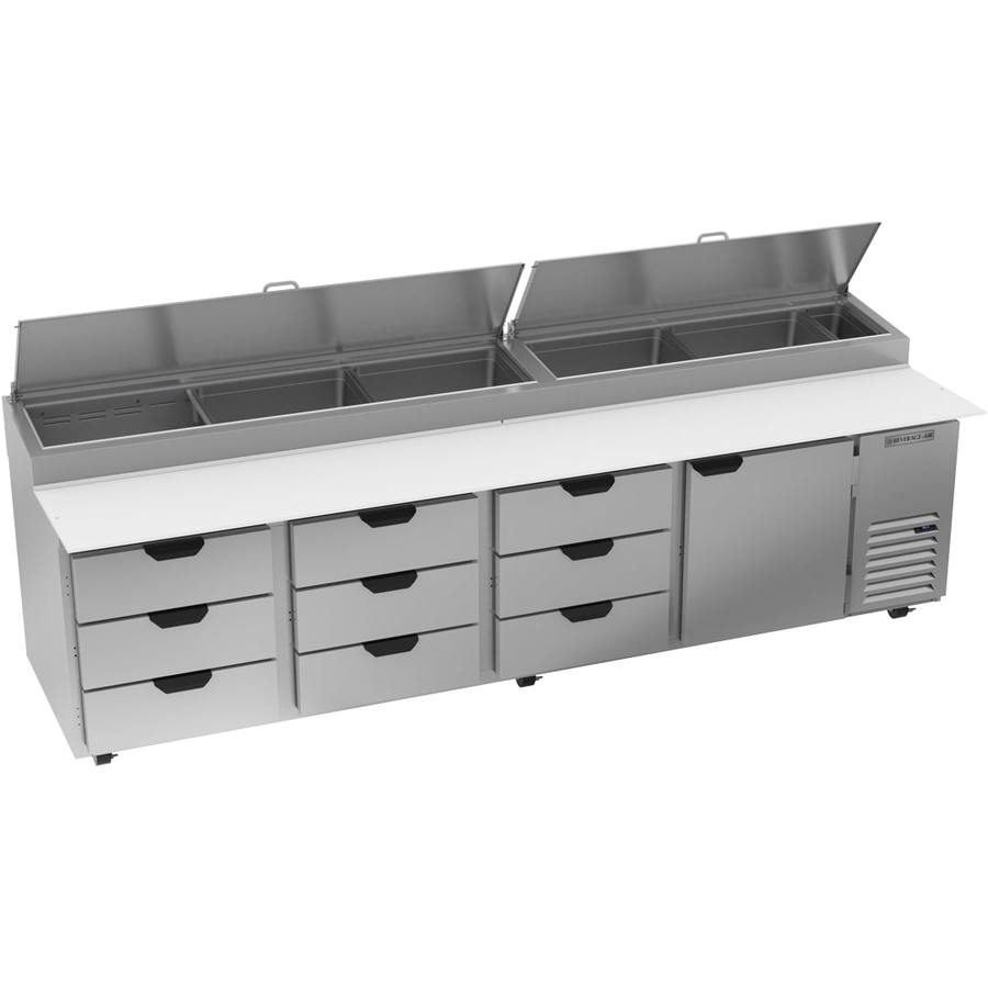 Beverage Air DPD119HC-9, 119" Deli/Pizza Prep Table with One Door and Nine Drawers