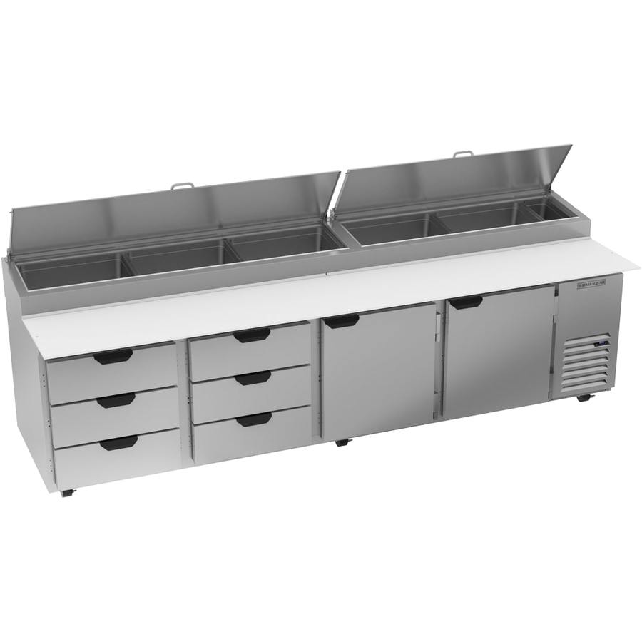 Beverage Air DPD119HC-6T, 119" Deli/Pizza Prep Table with Two Door and Six Drawers