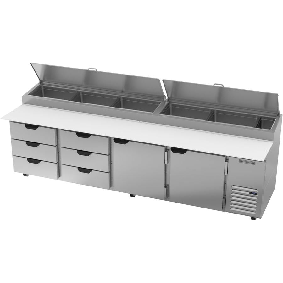 Beverage Air DPD119HC-6T, 119" Deli/Pizza Prep Table with Two Door and Six Drawers