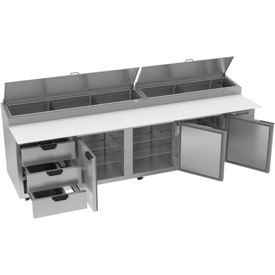 Beverage Air DPD119HC-3, 119" Deli/Pizza Prep Table with Three Door and Three Drawer
