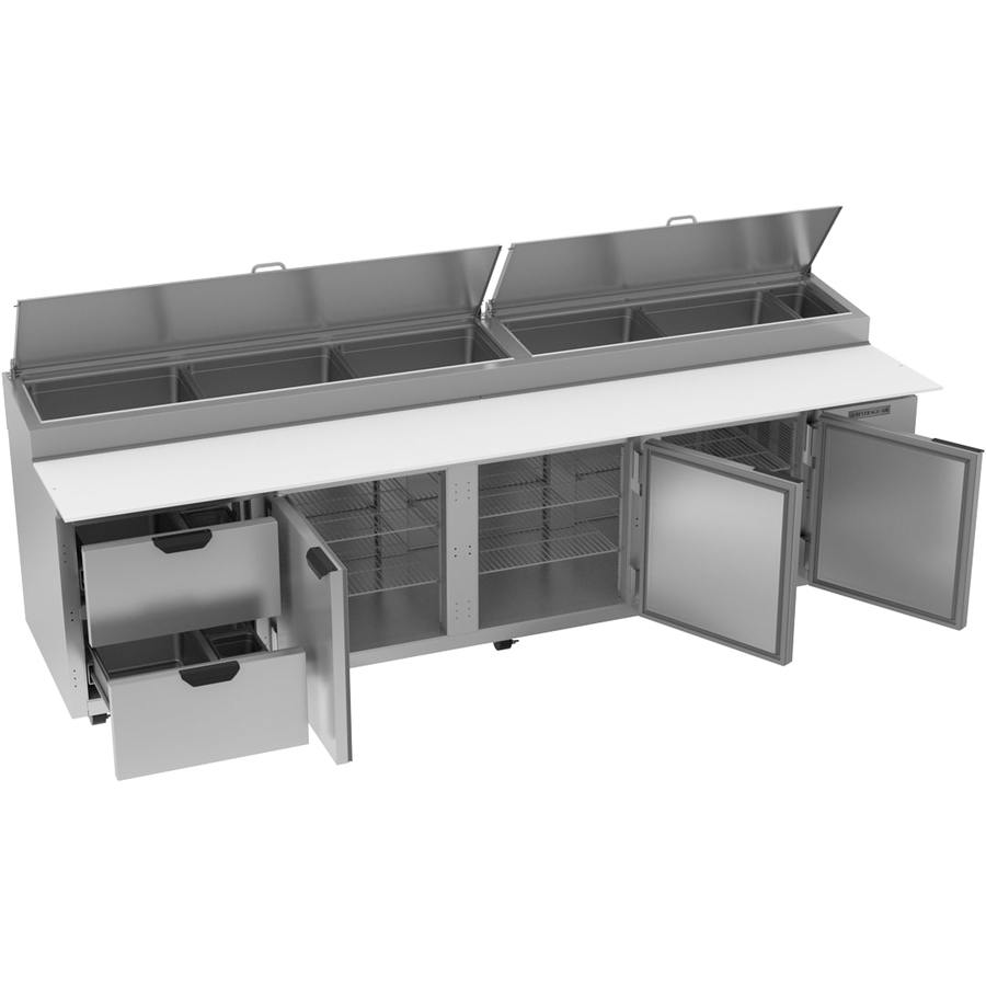 Beverage Air DPD119HC-2, 119" Deli/Pizza Prep Table with Three Door and Two Drawers