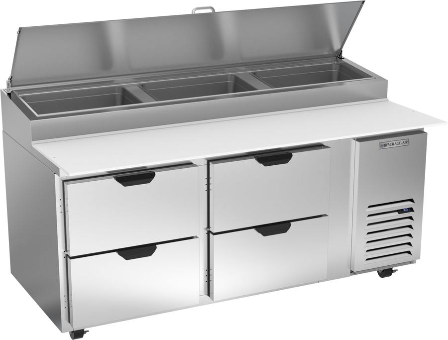 Beverage Air DPD72HC-4, 72" Deli/Pizza Prep Table with Four Drawers
