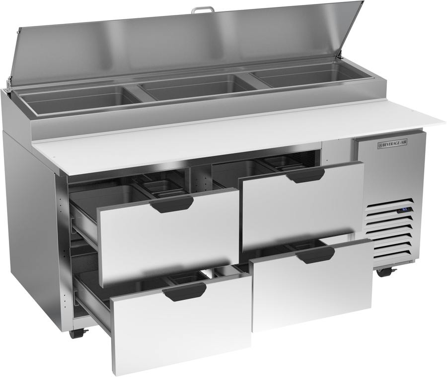 Beverage Air DPD72HC-4, 72" Deli/Pizza Prep Table with Four Drawers