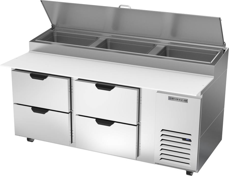 Beverage Air DPD72HC-4, 72" Deli/Pizza Prep Table with Four Drawers