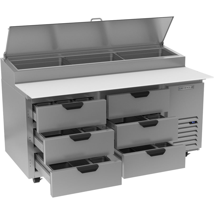 Beverage Air DPD67HC-6, 67" Deli/Pizza Prep Table with Six Drawers