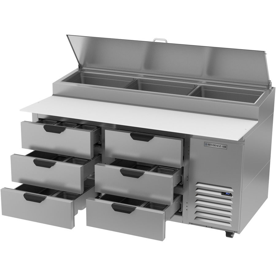Beverage Air DPD67HC-6, 67" Deli/Pizza Prep Table with Six Drawers