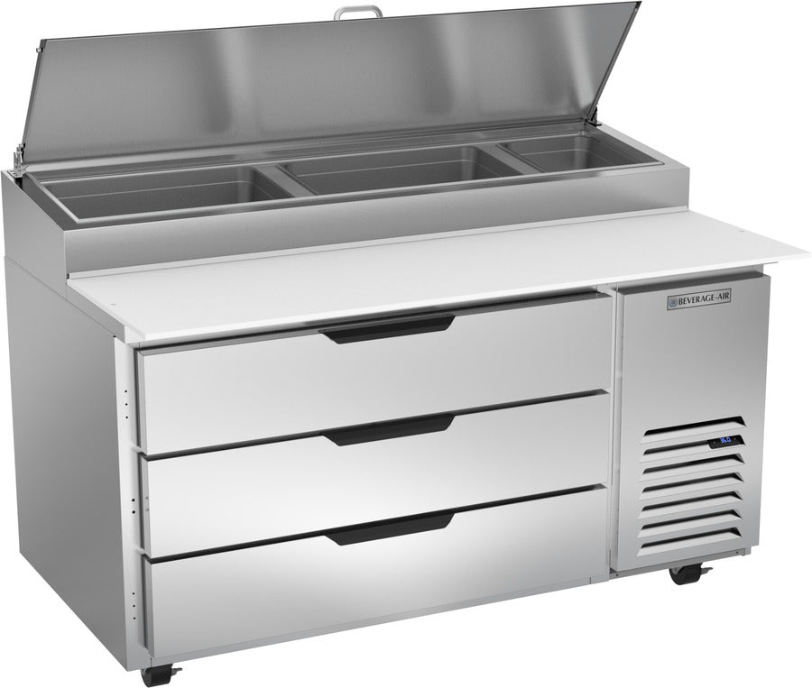 Beverage Air DPD60HC-3, 60" Deli/Pizza Prep Table with Three Drawers